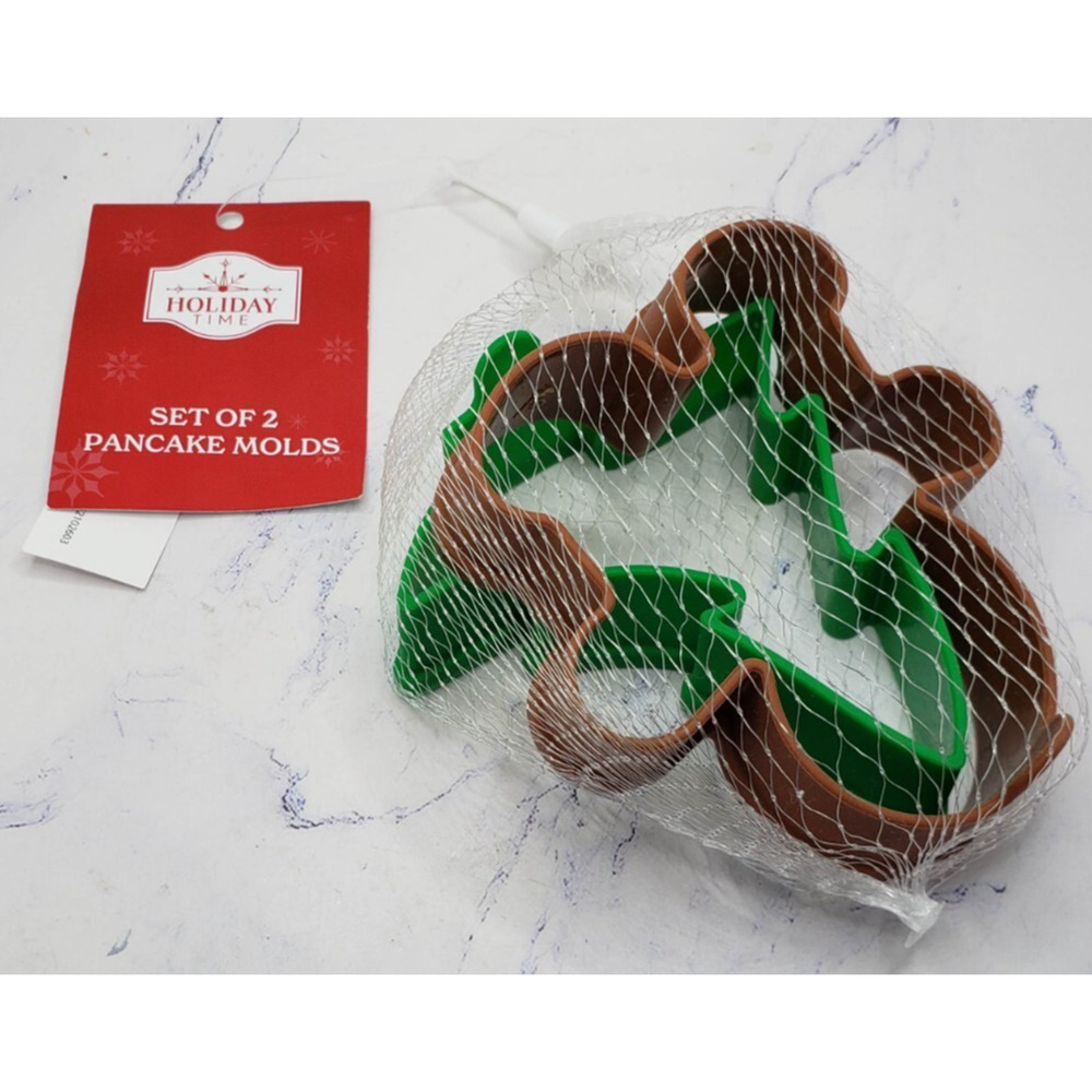 Silicone Holiday Time Pancake Molds Gingerbread Man and Christmas Tree